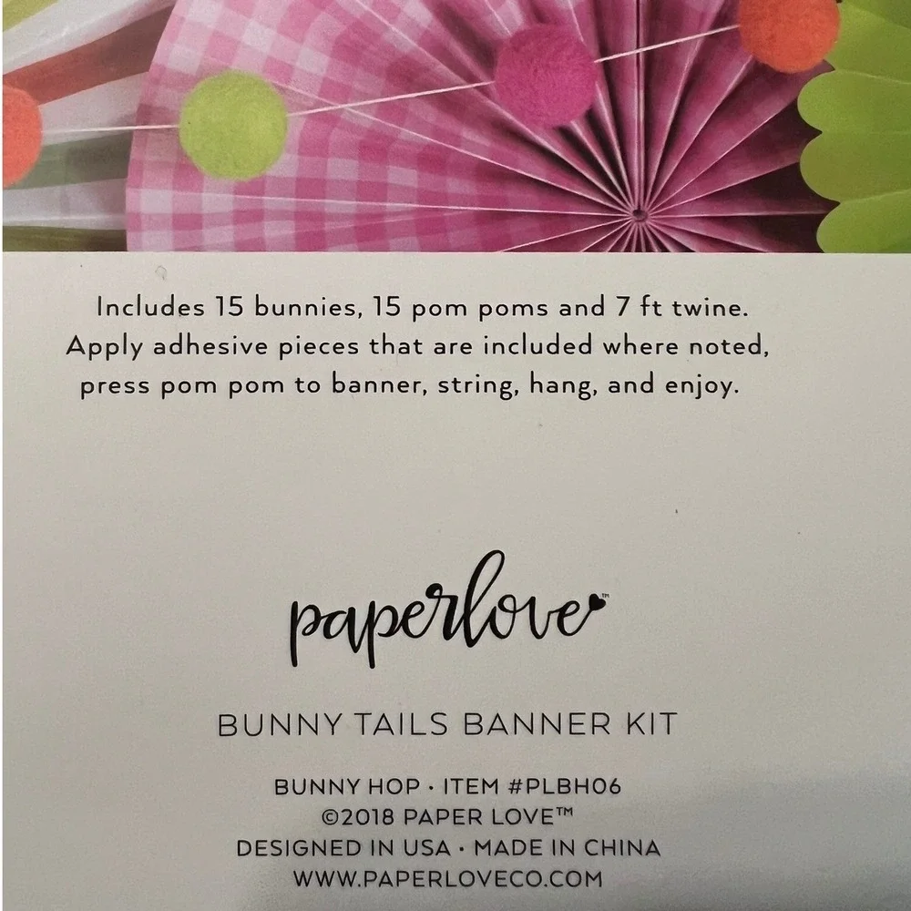 Paper Love Bunny Tails Banner Kit Kids OS Multicolor NWOT Easter DIY Garland